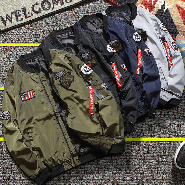 Herren nan stylische Bomberjacke mit Patch-Details und Ärmeltasche Echo Archiv