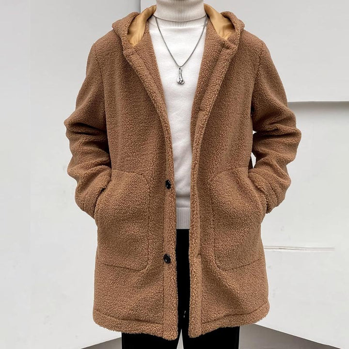 Herren kuschelige Fleecejacke mit Kapuze und seitlichen Taschen Echoarchiv