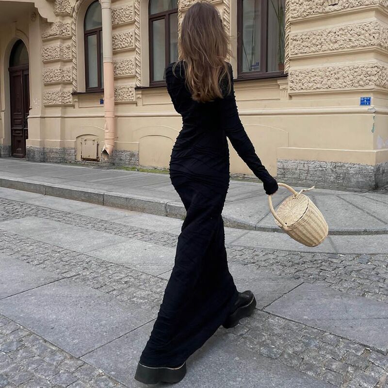 Damen Elegantes Maxikleid mit texturiertem Design Echo Archiv