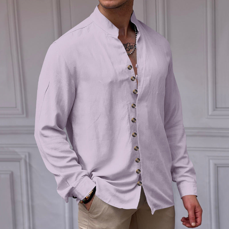 Herren modisches Langarmhemd mit Knopfdetails Echoarchiv