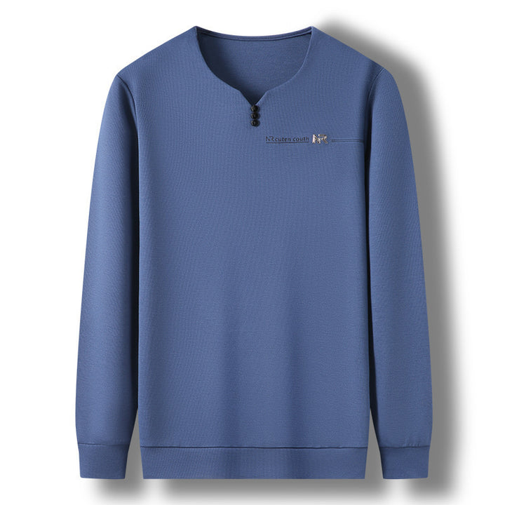 Herren Langarmshirt mit elegantem Stehkragen und modischen Knopfdetails Echoarchiv