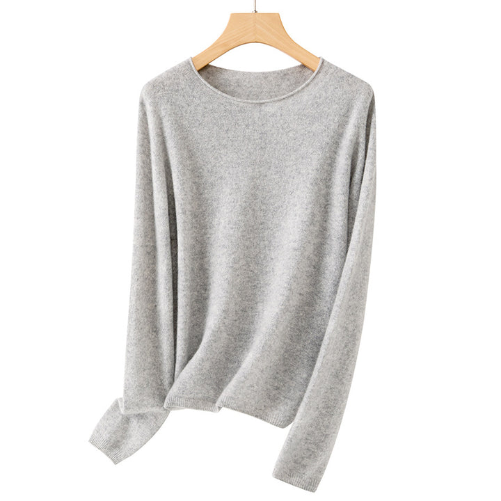 Damen Feiner ultraleichter Rundhalspullover aus Mikrofaser-Feinstrick mit minimalistischer Silhouette Echoarchiv
