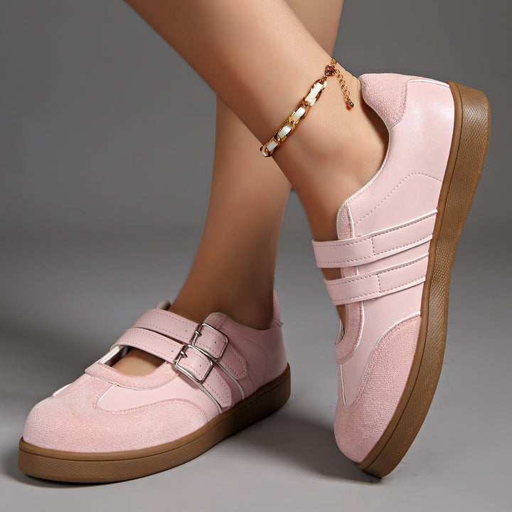 Damen Retro-inspirierte Mary-Jane-Sneaker mit doppeltem Schnallenriemen und ergonomischer Gummisohle – Névara