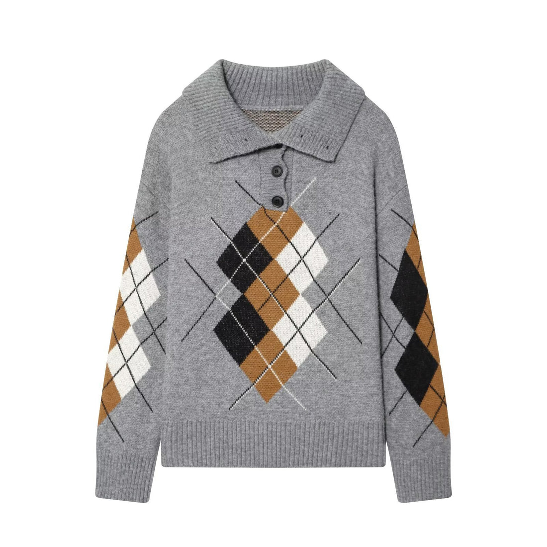 Damen Oversized Strickpullover mit Rautenmuster und Rollkragen Echoarchiv