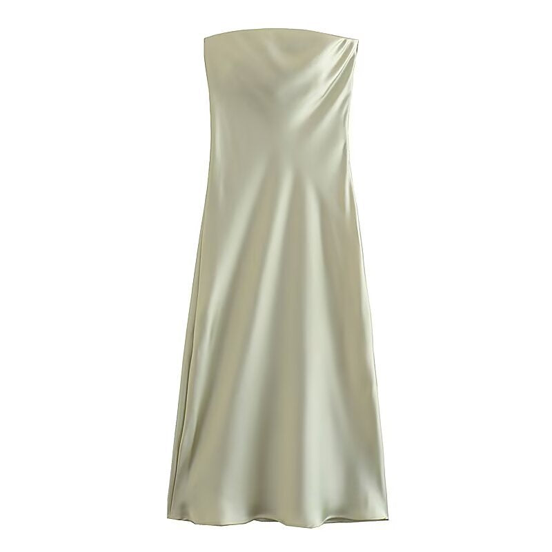 Damen langes Abendkleid im eleganten Satin-Look mit trägerlosem Design Echo Archiv