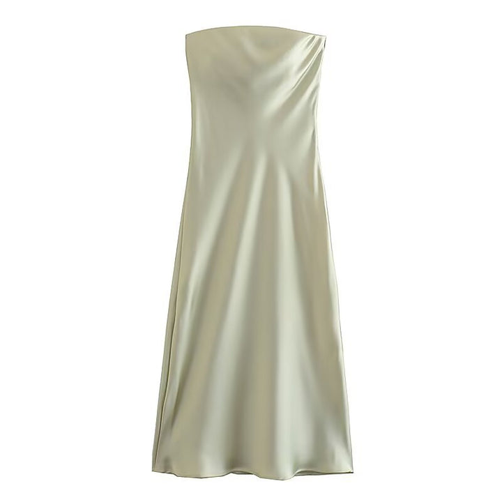 Damen langes Abendkleid im eleganten Satin-Look mit trägerlosem Design Echo Archiv
