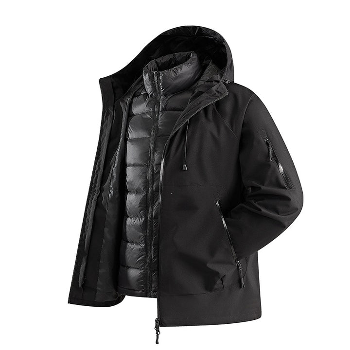 Herren Zweiteilige Übergangsjacke mit abnehmbarer Steppinnenjacke und Kapuze Echoarchiv