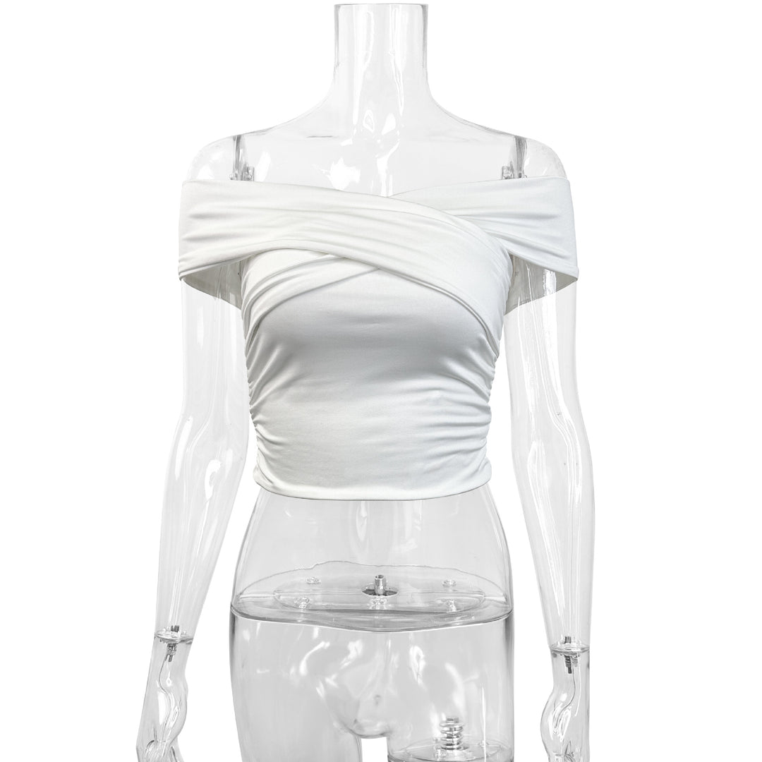 Damen schulterfreies Oberteil mit eleganter Drapierung Echo Archiv