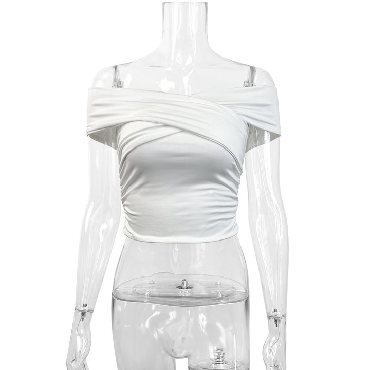 Damen schulterfreies Oberteil mit eleganter Drapierung Echo Archiv