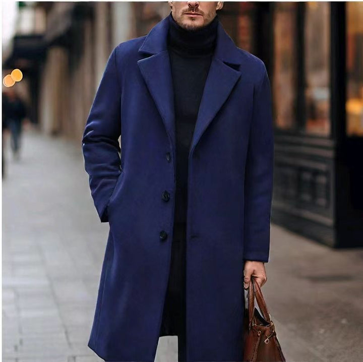 Herren nan eleganter Wollmixmantel mit Reverskragen und geradem Schnitt Echo Archiv