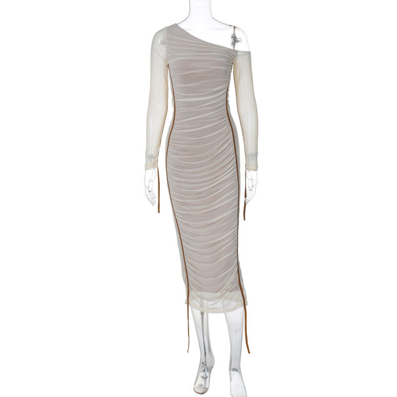 Damen Elegantes One-Shoulder Kleid mit Rüschen Echo Archiv