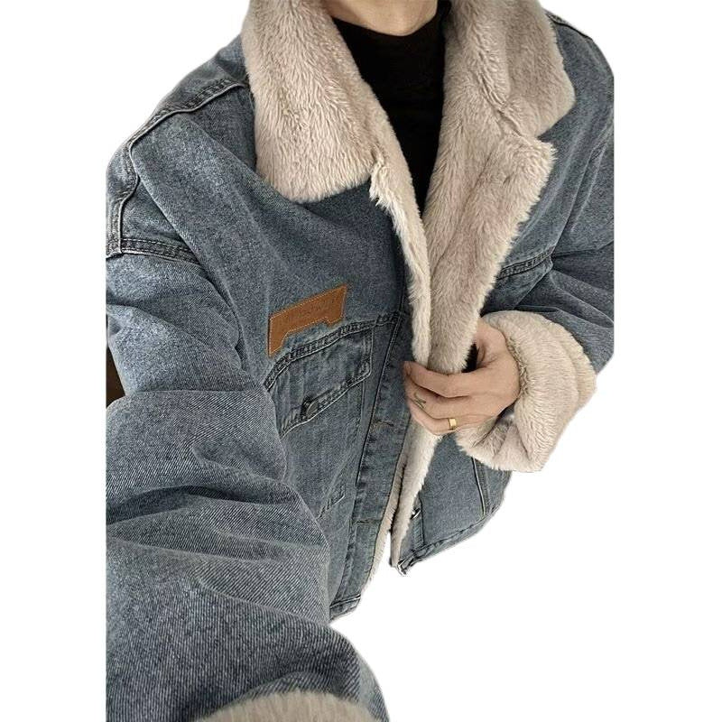 Herren Denim-Jacke mit Kunstfellkragen Echo Archiv
