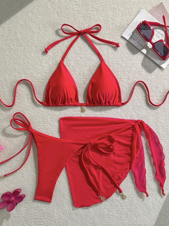 Damen Triangel-Bikini-Set mit verspieltem Wickelrock und verstellbaren Trägern Echo Archiv
