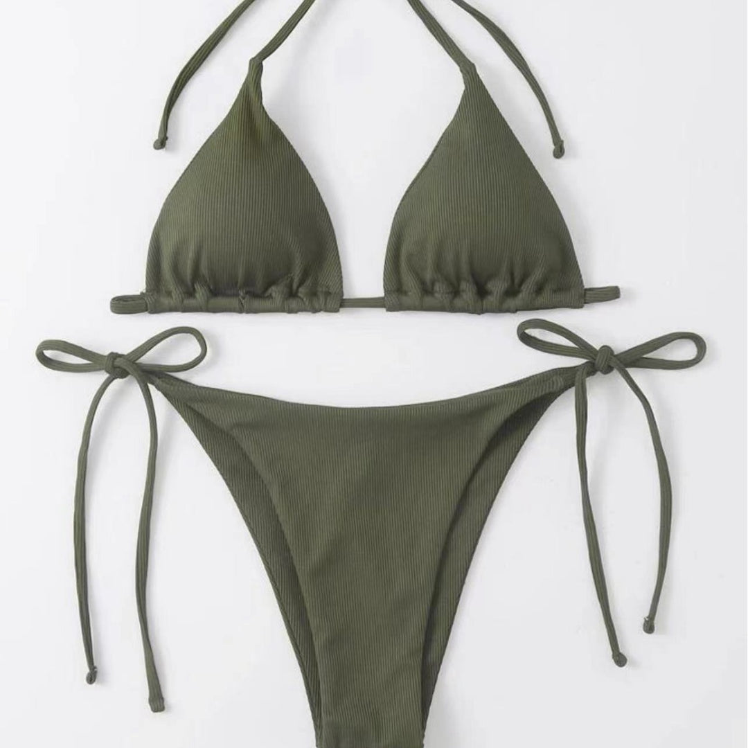 Damen Triangel-Bikini mit verstellbaren Trägern und verspielten Bindebändern Echo Archiv