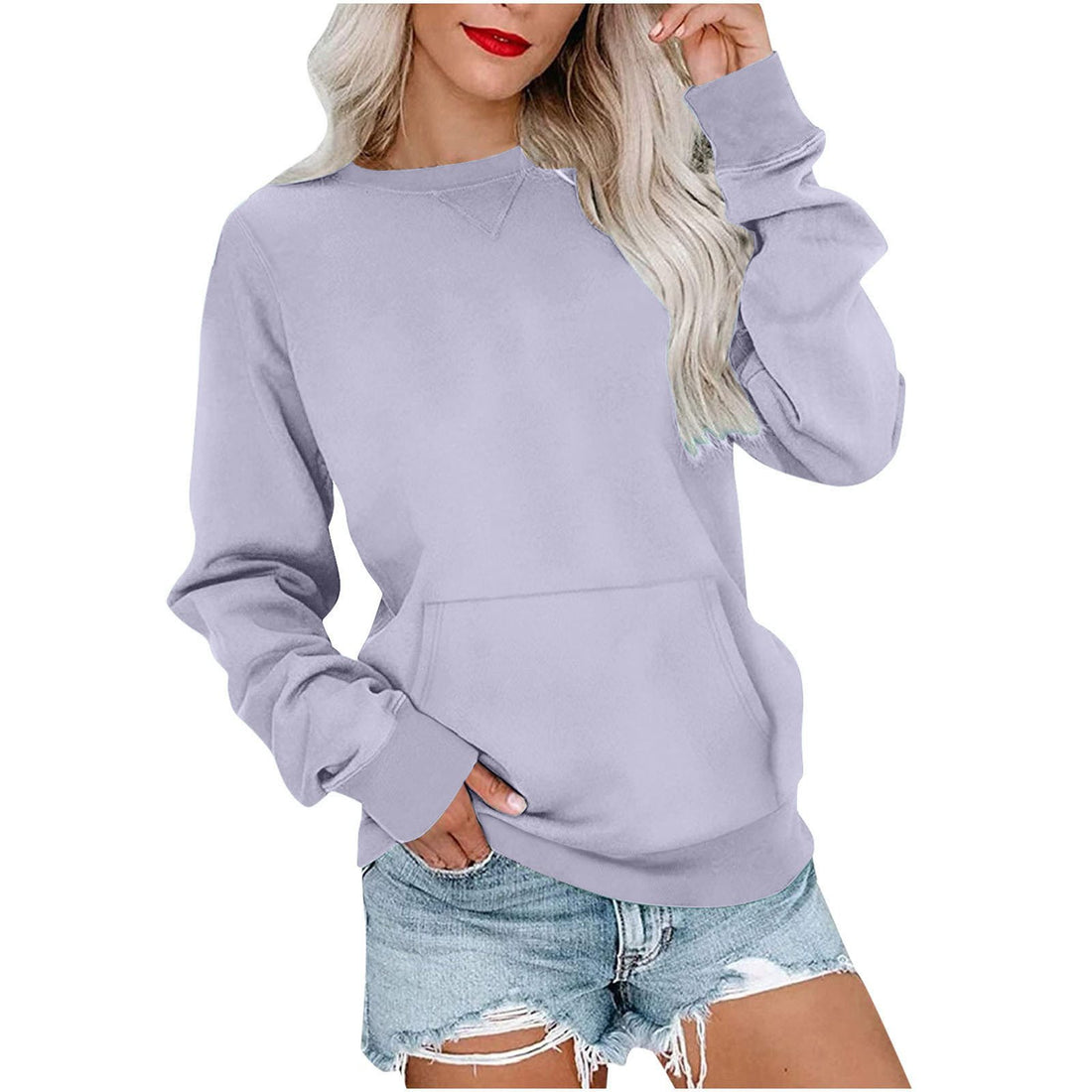 Damen Lockeres Sweatshirt mit Rundhalsausschnitt und Kängurutasche Echo Archiv