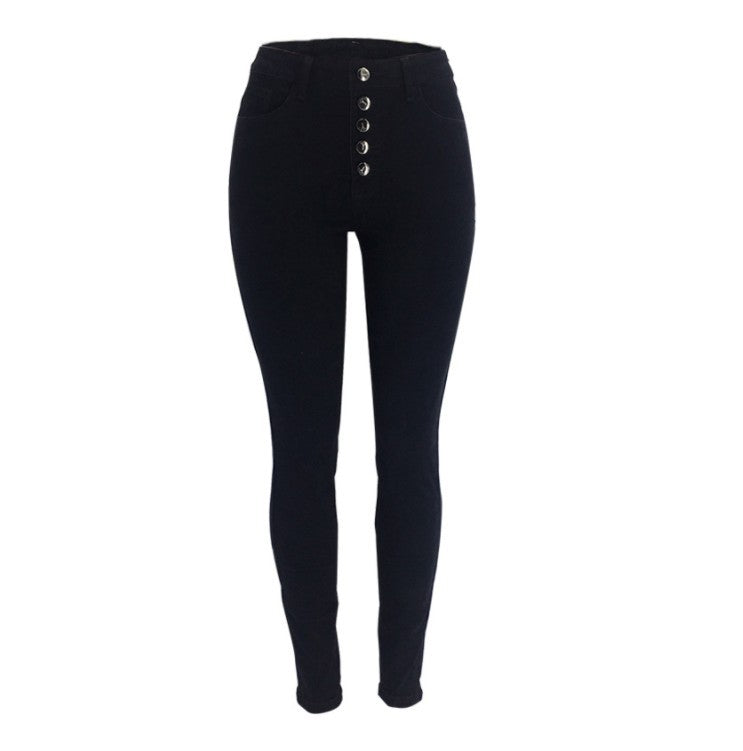 Damen nan hochgeschnittene Skinny-Jeans mit sichtbarer Knopfleiste und figurformendem Stretch Echo Archiv