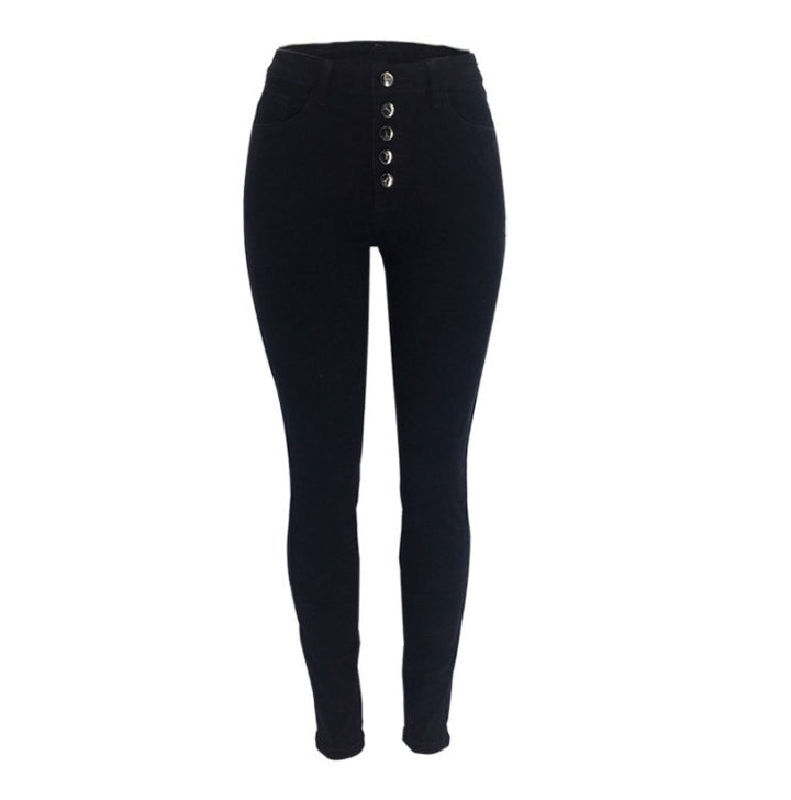 Damen nan hochgeschnittene Skinny-Jeans mit sichtbarer Knopfleiste und figurformendem Stretch Echo Archiv