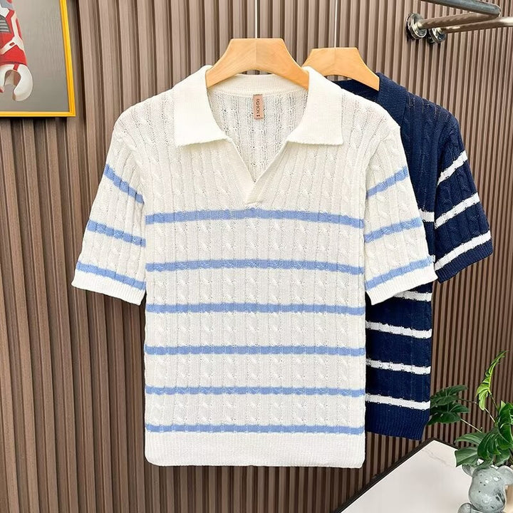 Herren Kurzarm-Pullover mit strukturierter Strickweise Echo Archiv