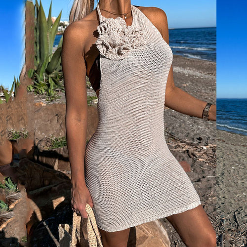 Damen Häkel-Strandkleid mit dekorativer Blumenapplikation Echo Archiv