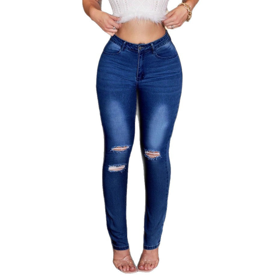 Damen Hochtaillierte Bootcut-Denimjeans mit Sculpting-Effekt und Knie-Rips Echo Archiv