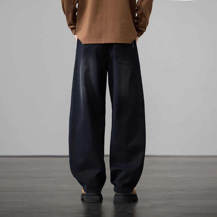Herren Weite Baumwoll-Drawstring-Hose im Vintage-Waschlook Echo Archiv