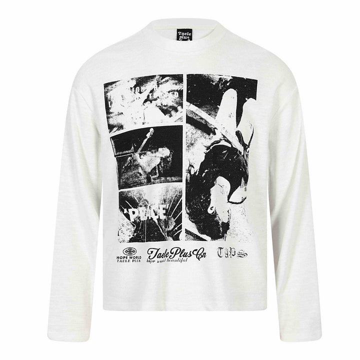 Unisex Langärmeliges Oversize-Sweatshirt mit Collage-Photo-Print und weichem Rundhals Echoarchiv