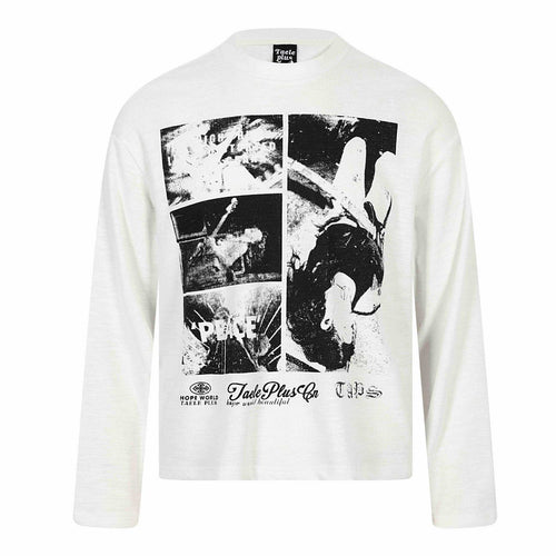 Unisex Langärmeliges Oversize-Sweatshirt mit Collage-Photo-Print und weichem Rundhals Echoarchiv