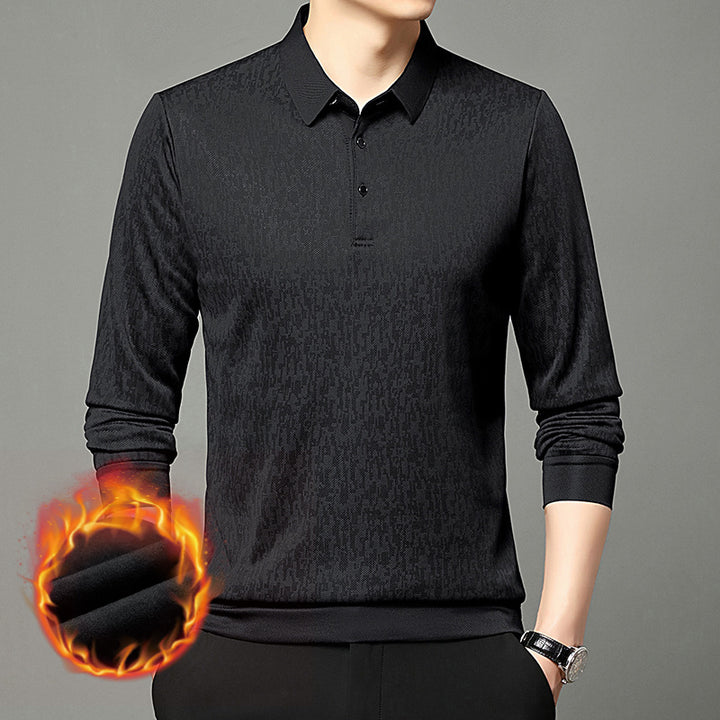 Herren Langarm Poloshirt mit strukturiertem Design und feuchtigkeitsregulierendem Stoff Echoarchiv