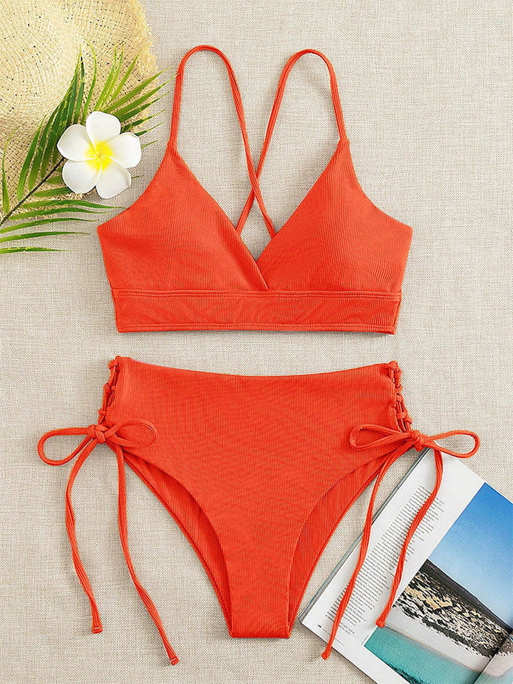 Damen Hochtaillierter Bikini mit verstellbaren Schnürdetails – Maréssa
