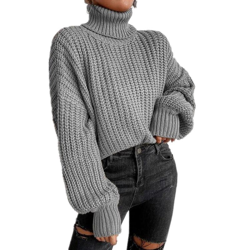 Damen nan grober Rollkragenpullover mit Oversize-Ärmeln und gerippten Bündchen Echo Archiv