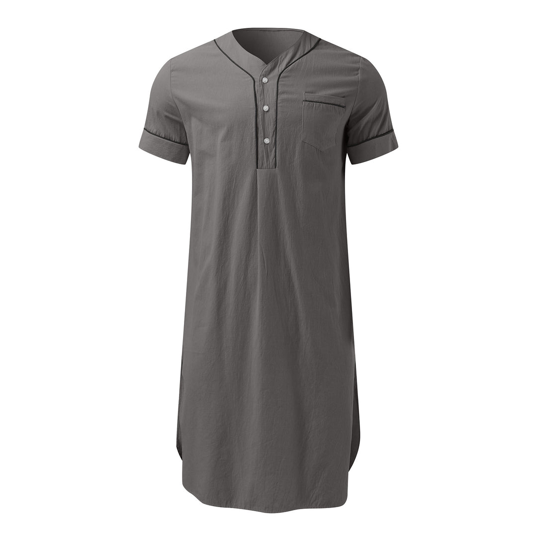 Damen Kurzarm-Kleid mit modernem Stehkragen und praktischer Knopfleiste Echoarchiv