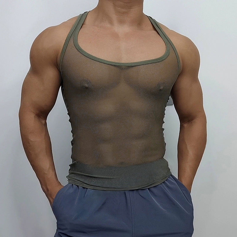 Unisex nan atmungsaktives Netz-Top mit sportlicher Rückenpartie und elastischer Saumkante Echo Archiv