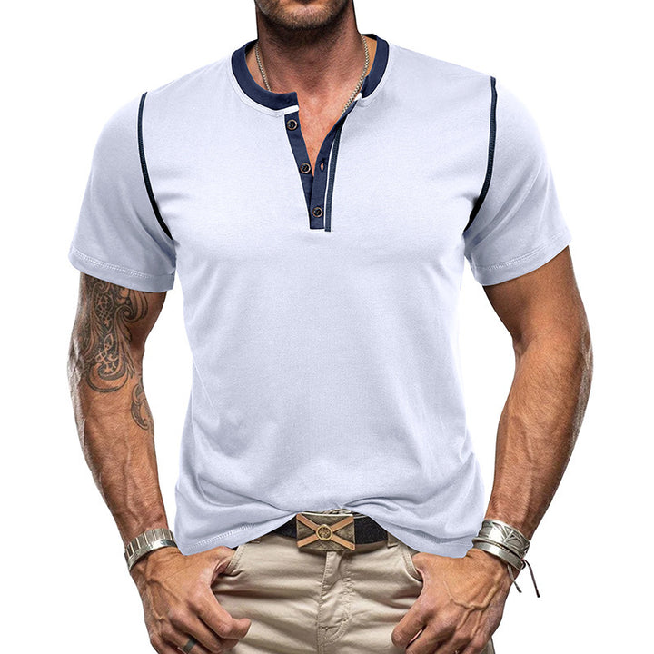 Herren Polohemd im modischen Henley-Stil mit einzigartigen Akzenten Echoarchiv