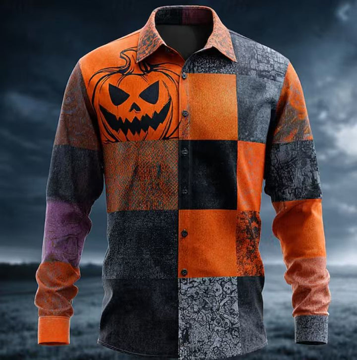 Herren Kurzarmhemd mit einzigartigem Halloween-Motiv Echoarchiv