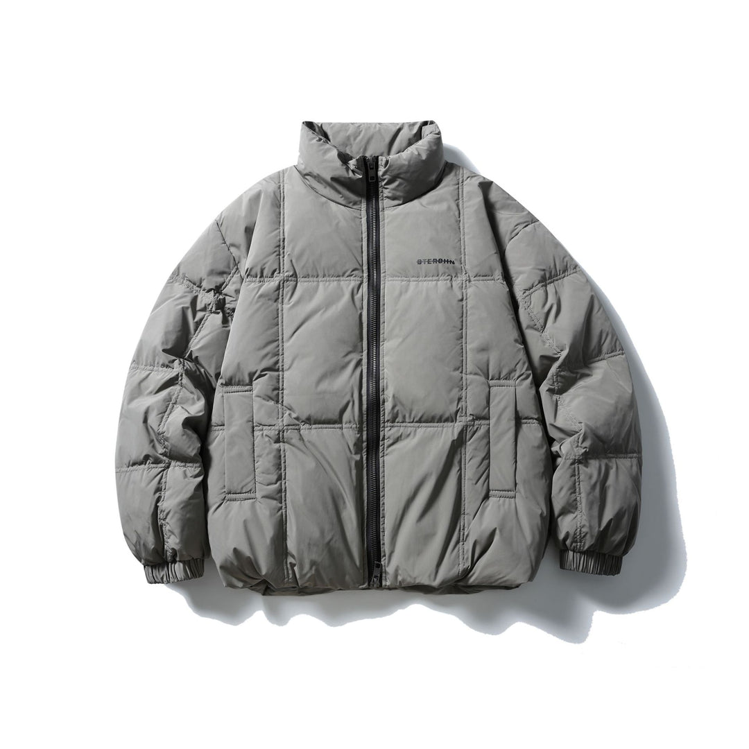 Herren Boxy-Steppjacke mit hohem Standkragen, Karo-Steppung und elastischem Saum Echoarchiv