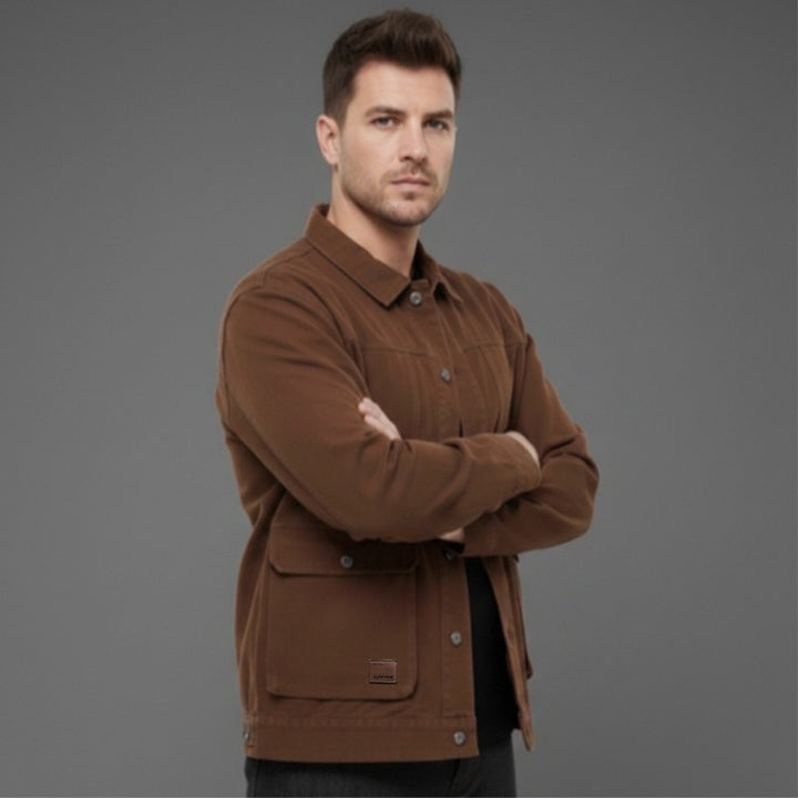 Herren Canvas-Utility Overshirt mit großen Pattentaschen und entspanntem Schnitt Echo Archiv