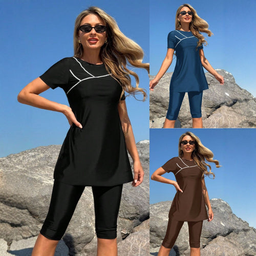 Damen Sportliches Badeset mit kurzem Oberteil und Leggings Echo Archiv