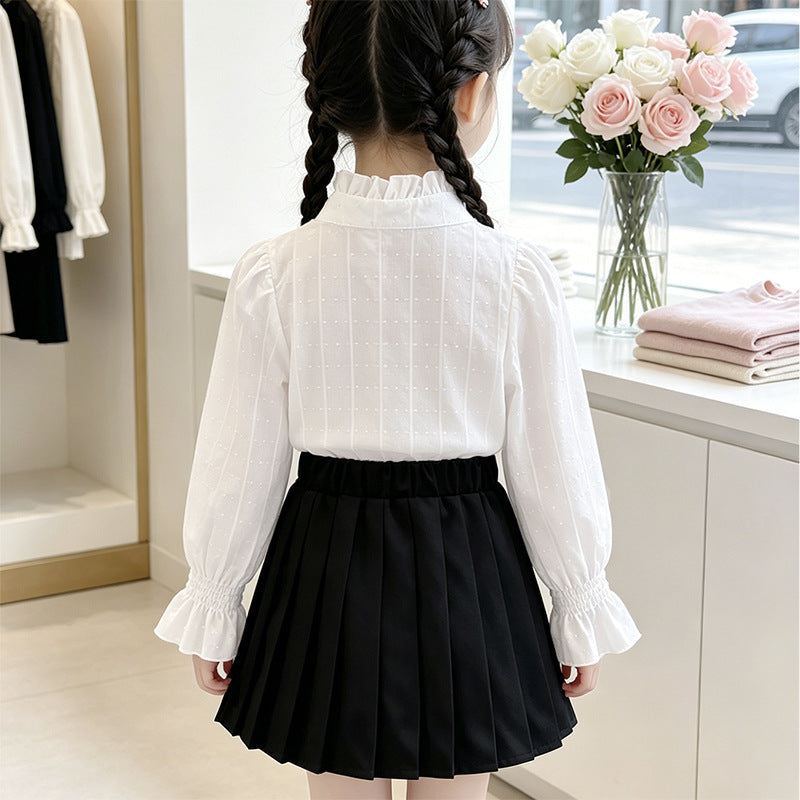 Mädchen elegante Bluse mit Rüschendetails und Spitzenbesatz Echo Archiv
