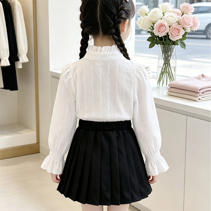 Mädchen elegante Bluse mit Rüschendetails und Spitzenbesatz Echo Archiv