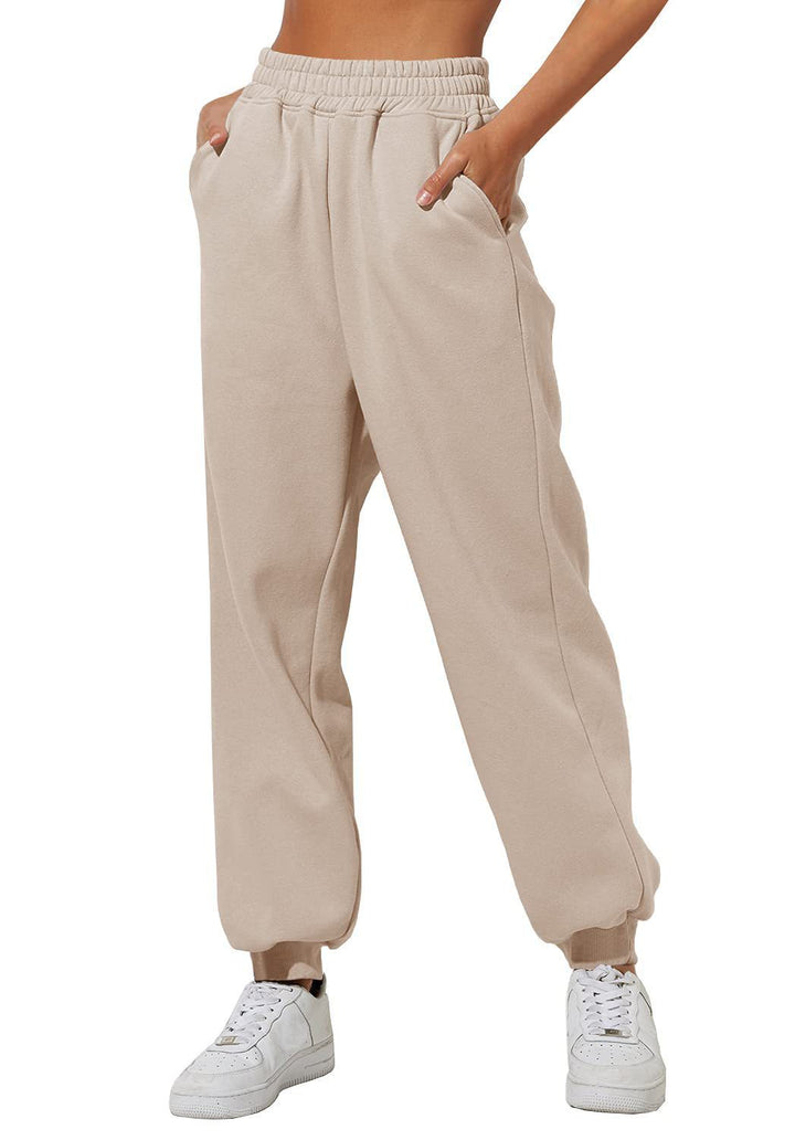Damen nan lockere High‑Waist Jogginghose mit doppellagigem Komfortbund, seitlichen Eingrifftaschen und gerafften Knöchelbündchen Echo Archiv