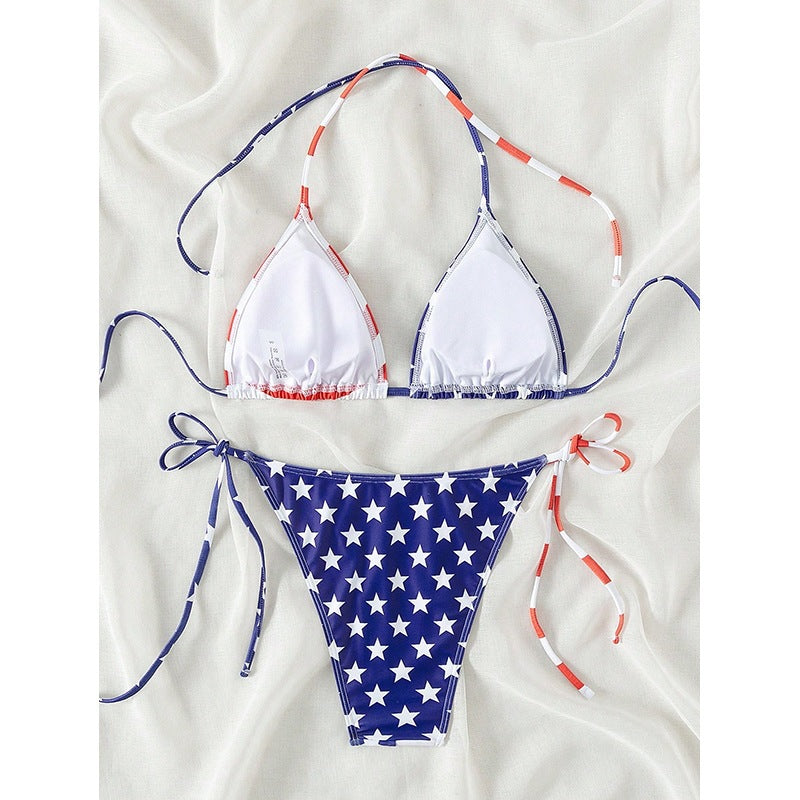 Damen Triangel-Bikini mit Sternen- und Streifen-Design Echo Archiv