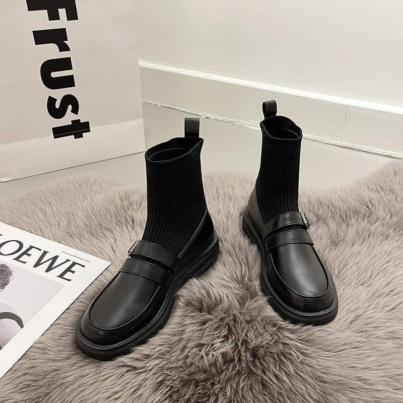 Damen nan Loafer-Sock-Boots mit elastischem Strickschaft, rutschfester Plateau-Gummisohle und gepolstertem Komfortfußbett Echo Archiv