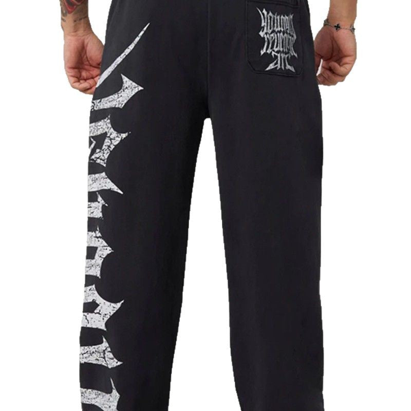 Herren nan weite Sweathose aus angerautem Fleece mit seitlichem Vintage-Print und Kordelbund Echo Archiv