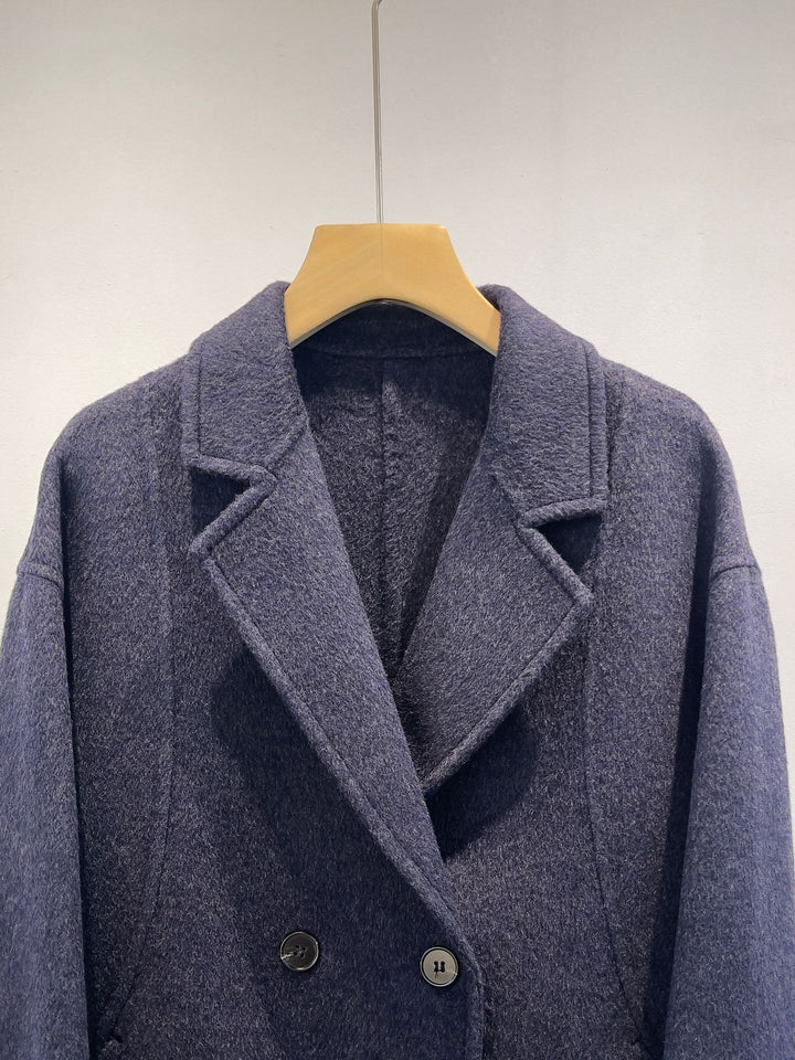 Damen maßgeschneiderter Fleece Doppelreiher Mantel Echoarchiv