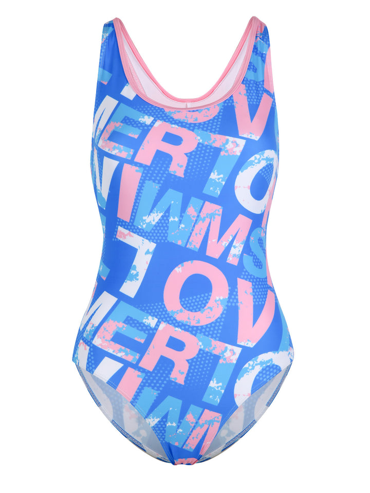 Damen Einteiliger Sportbadeanzug mit grafischem Print Echo Archiv