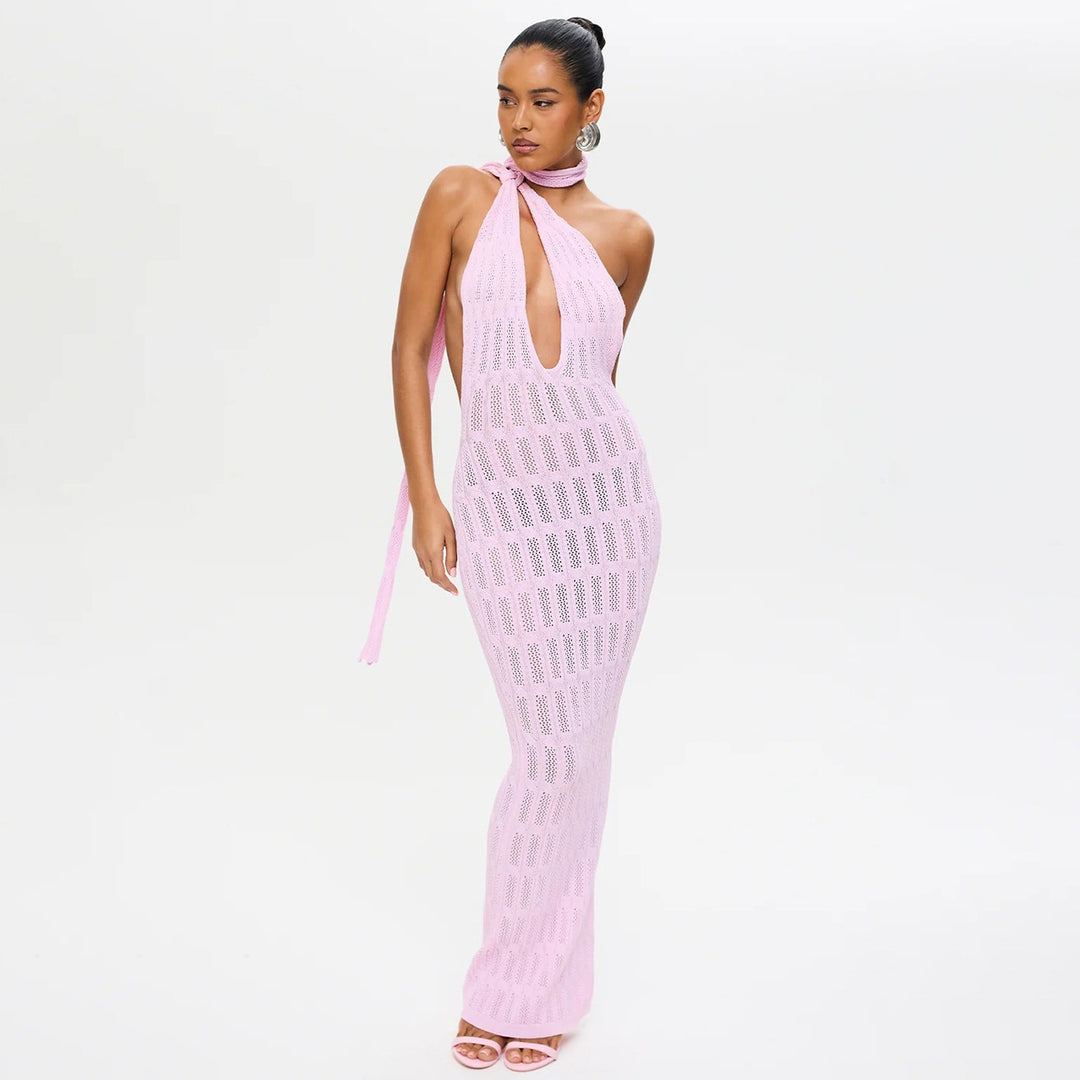 Damen trendiges Netzkleid mit Bindegürtel Echo Archiv