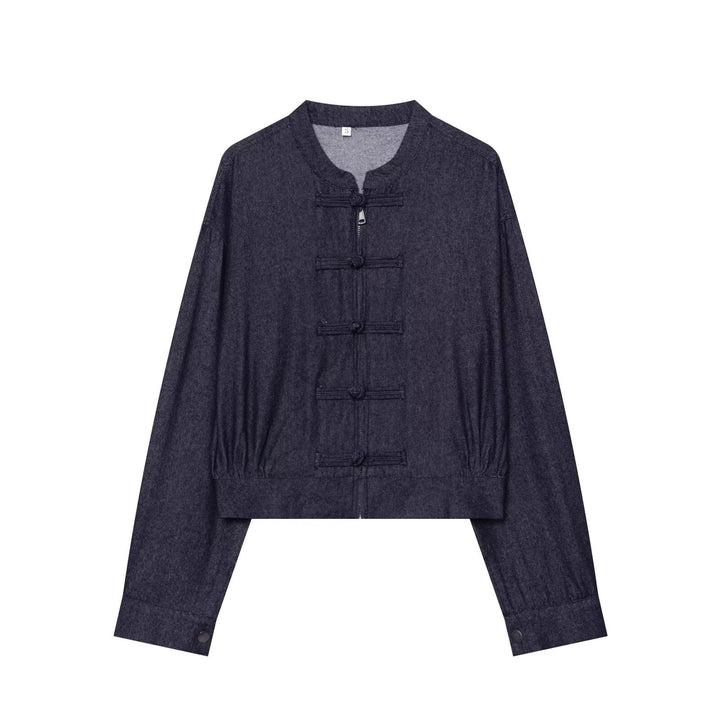 Damen Kurzer Blouson im China‑Stil mit Stehkragen und Zierknoten Echo Archiv