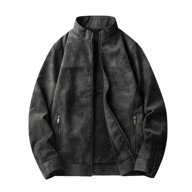 Herren Stilvolle Kunstlederjacke mit Stehkragen Echo Archiv