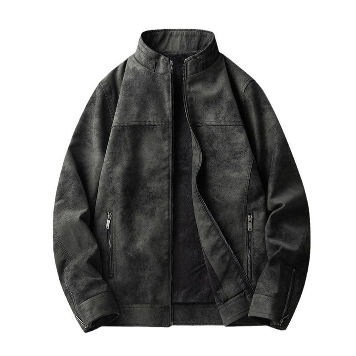 Herren Stilvolle Kunstlederjacke mit Stehkragen Echo Archiv