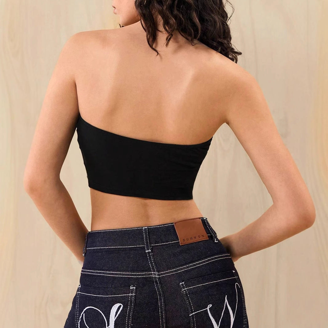 Damen Bandeau-Top mit kreativem Schriftzug Echo Archiv